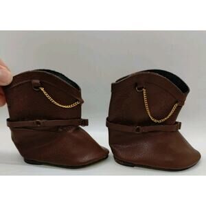 Tallinas Doll Shoes - Brown Boots Western - 3.75" Long
